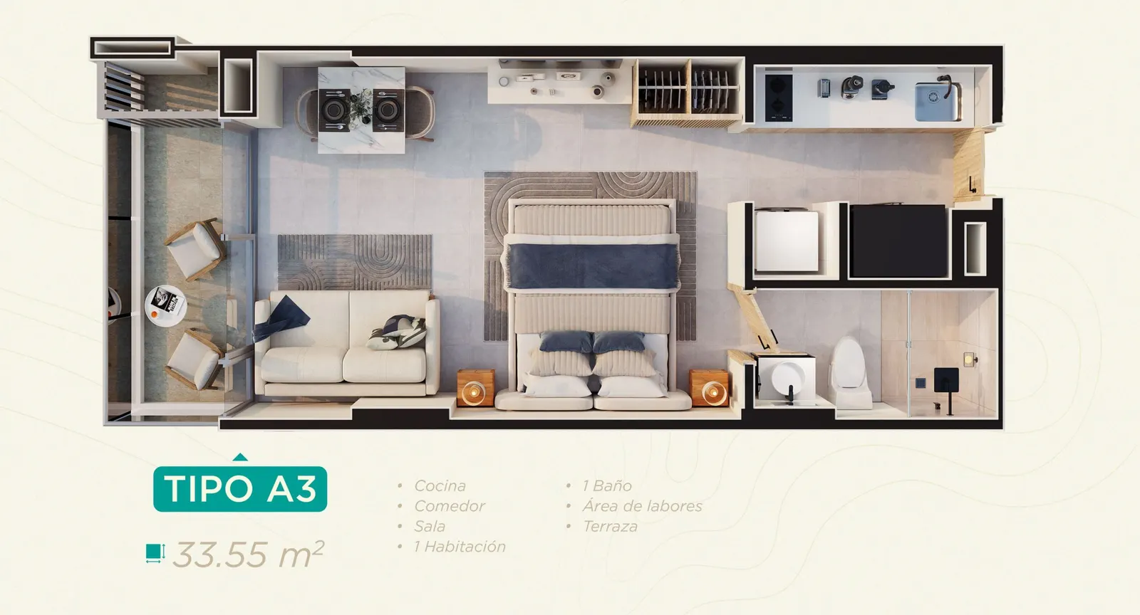 Plano tipología A3 de Rodadero Living