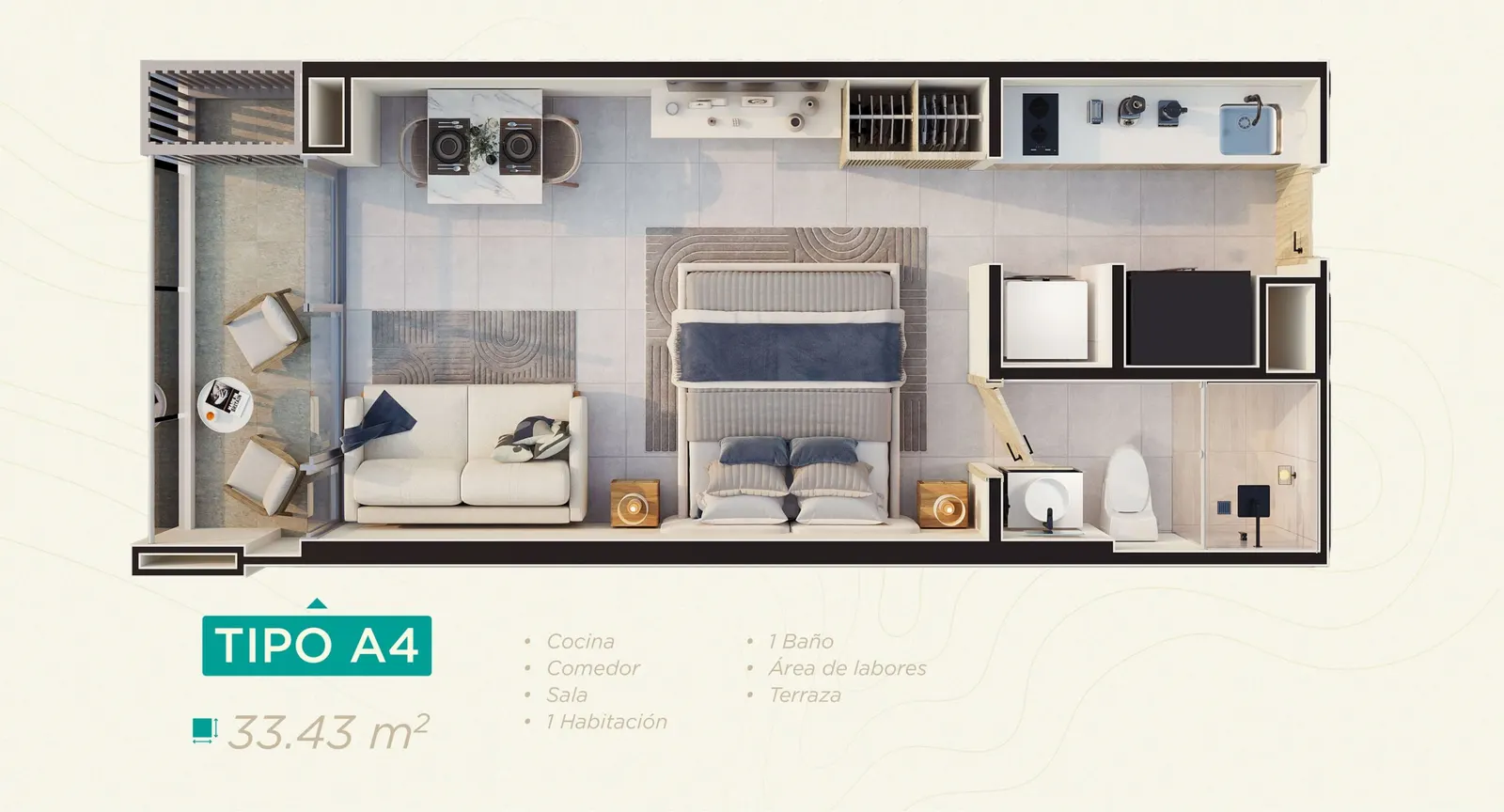 Plano tipología A4 de Rodadero Living
