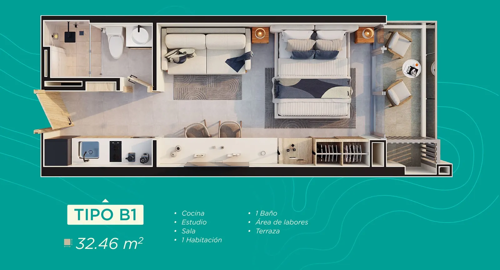 Plano tipología B1 de Rodadero Living