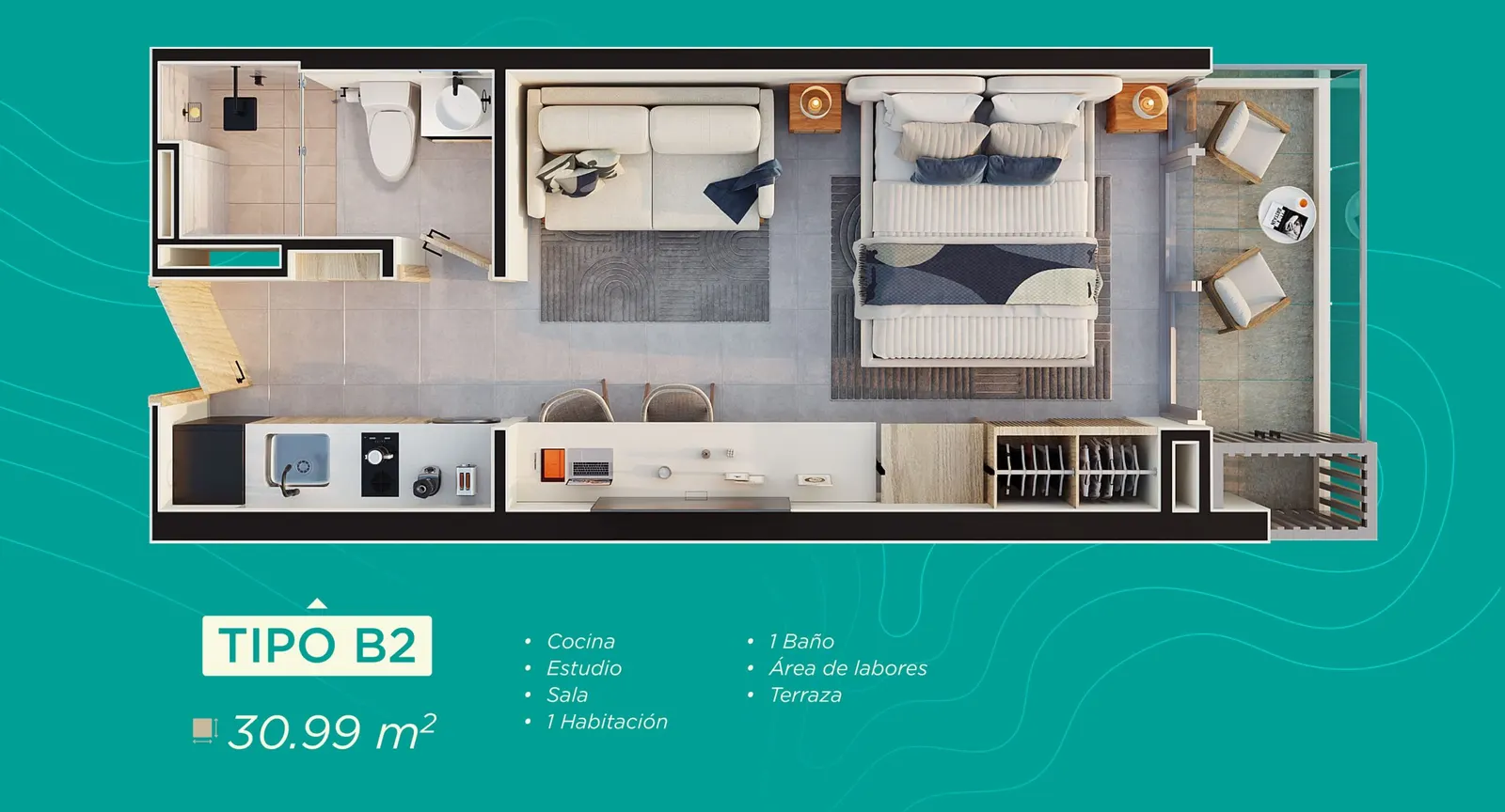 Plano tipología B2 de Rodadero Living